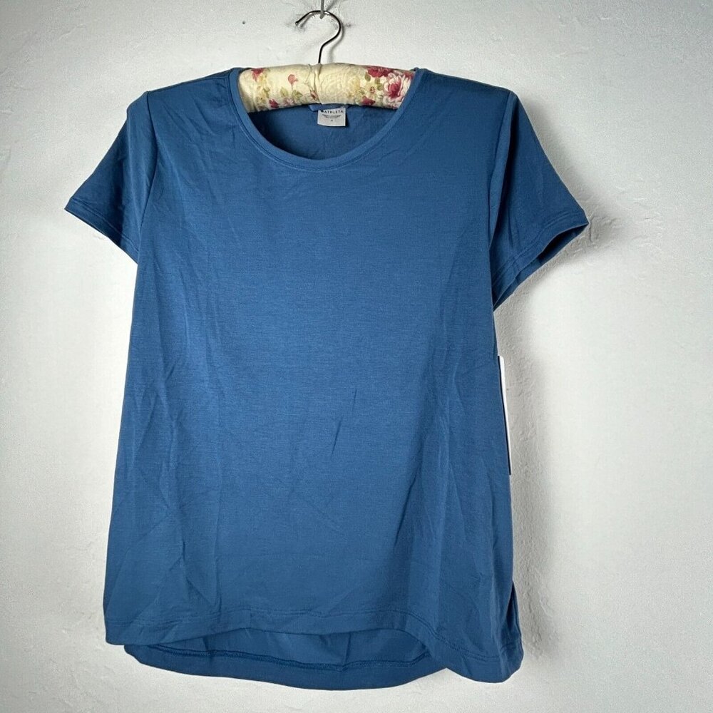 Athleta Air Out Cinch Tee T-Shirt Size Small Blue Short Sleeve Stretch New $59